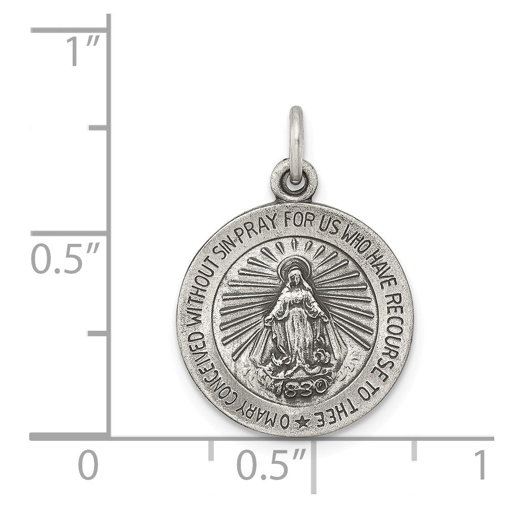 Million Charms 925 Sterling Silver Antiqued Religious Miraculous Medal