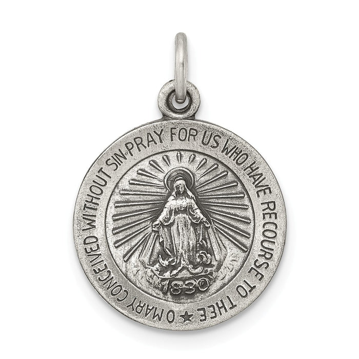 Million Charms 925 Sterling Silver Antiqued Religious Miraculous Medal