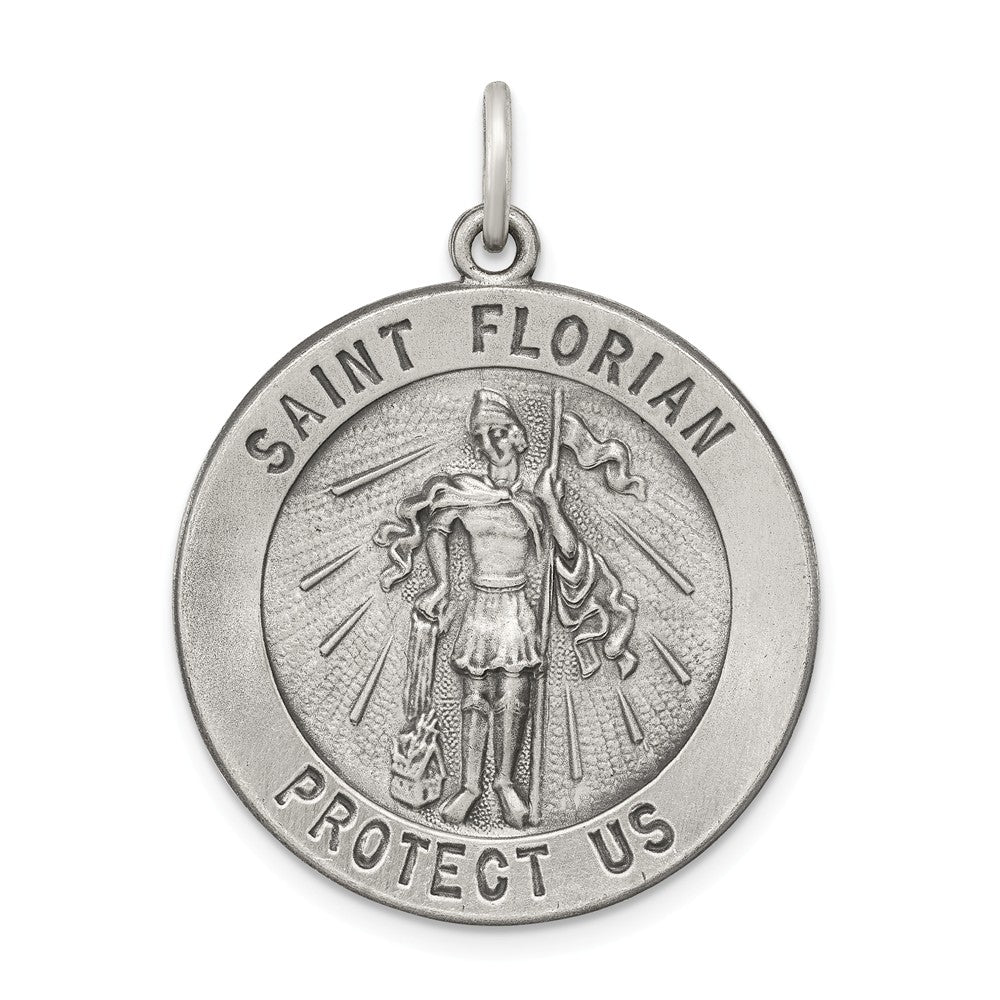 Million Charms 925 Sterling Silver Antiqued Religious Saint Florian Medal