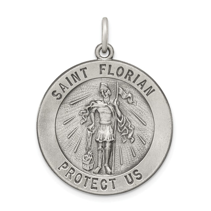 Million Charms 925 Sterling Silver Antiqued Religious Saint Florian Medal