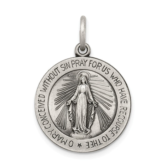 Million Charms 925 Sterling Silver Antiqued Religious Miraculous Medal