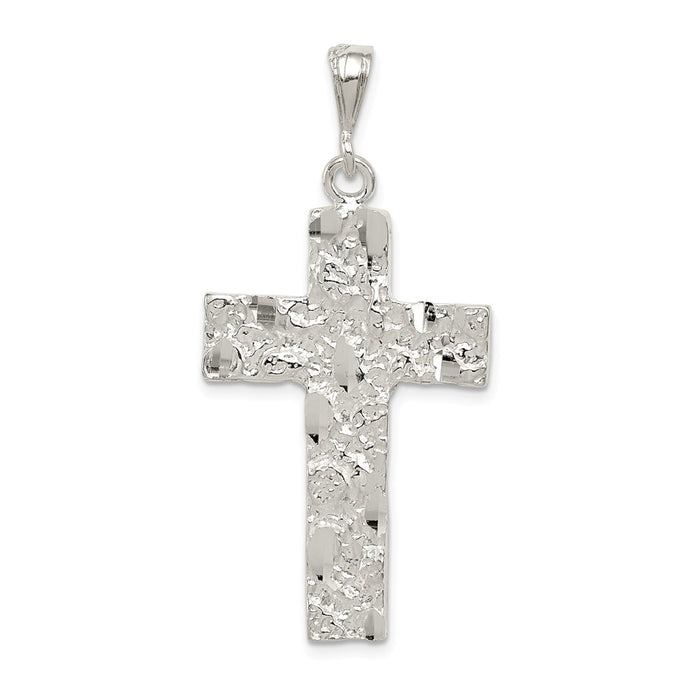 Million Charms 925 Sterling Silver Nugget Relgious Cross Pendant