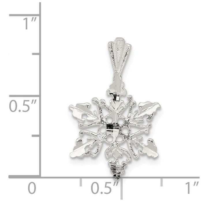 Million Charms 925 Sterling Silver Diamond Cut Snowflake Pendant