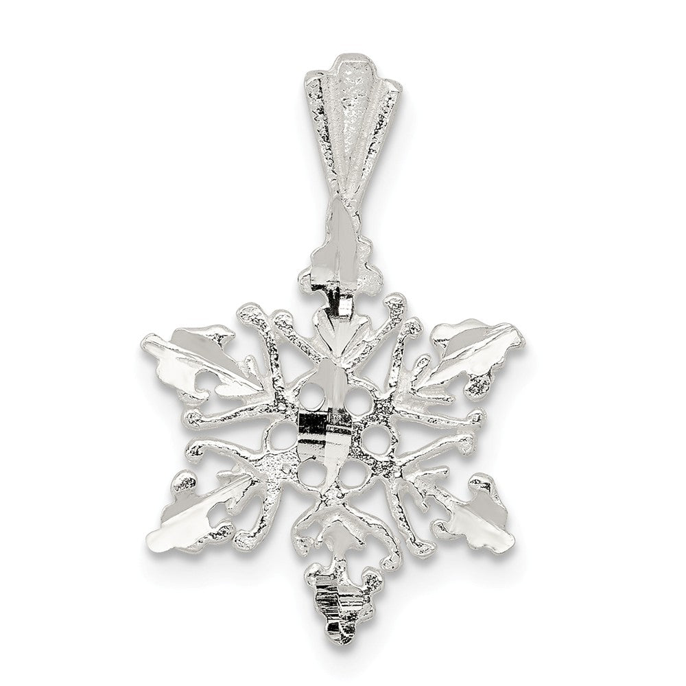 Million Charms 925 Sterling Silver Diamond Cut Snowflake Pendant