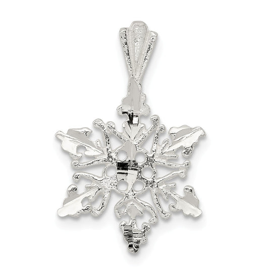 Million Charms 925 Sterling Silver Diamond Cut Snowflake Pendant
