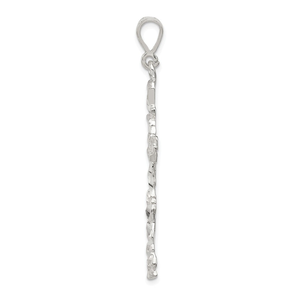 Million Charms 925 Sterling Silver Diamond -Cut Relgious Cross Pendant