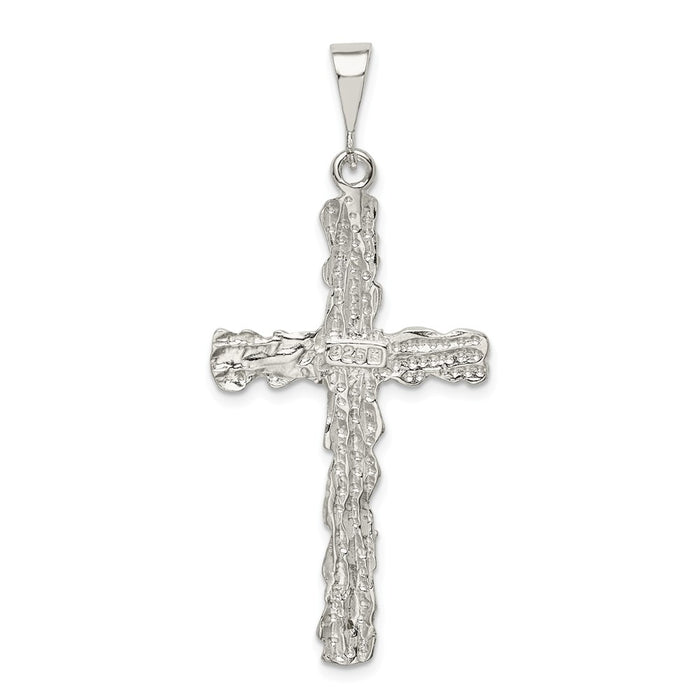 Million Charms 925 Sterling Silver Diamond -Cut Relgious Cross Pendant