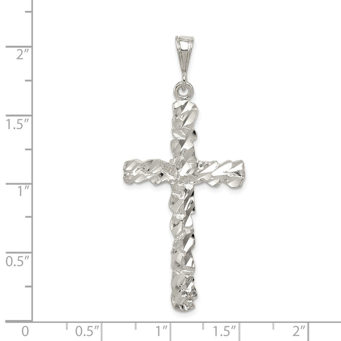 Million Charms 925 Sterling Silver Diamond -Cut Relgious Cross Pendant