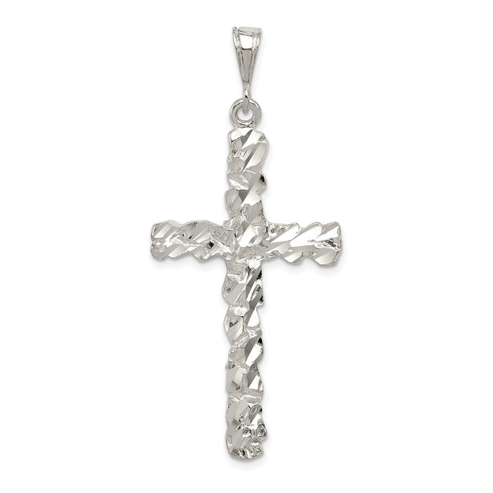 Million Charms 925 Sterling Silver Diamond -Cut Relgious Cross Pendant