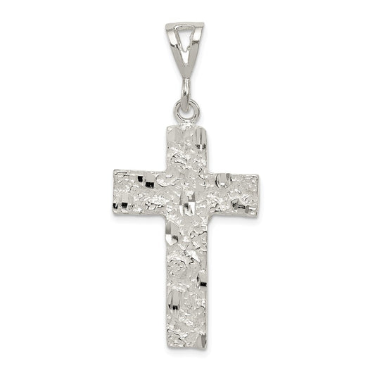 Million Charms 925 Sterling Silver Nugget Relgious Cross Pendant