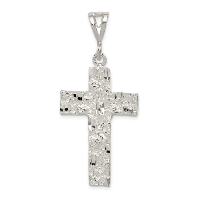 Million Charms 925 Sterling Silver Nugget Relgious Cross Pendant