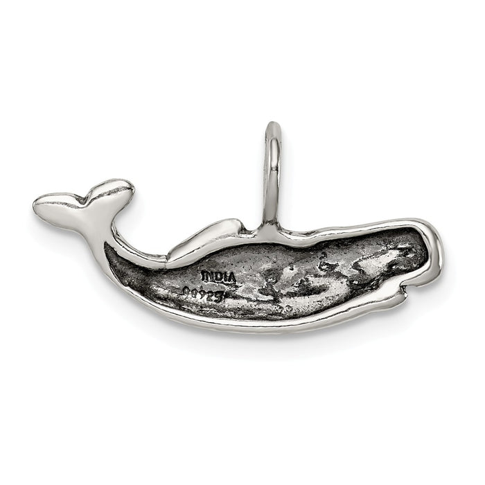 Million Charms 925 Sterling Silver Antiqued Blue Whale Pendant