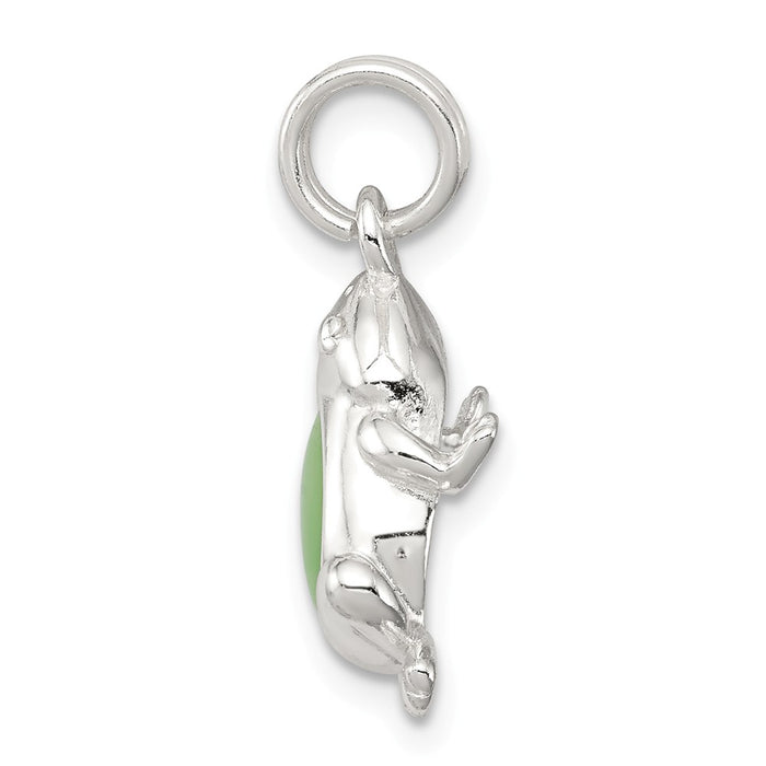 Million Charms 925 Sterling Silver Green Cats Eye Frog Charm