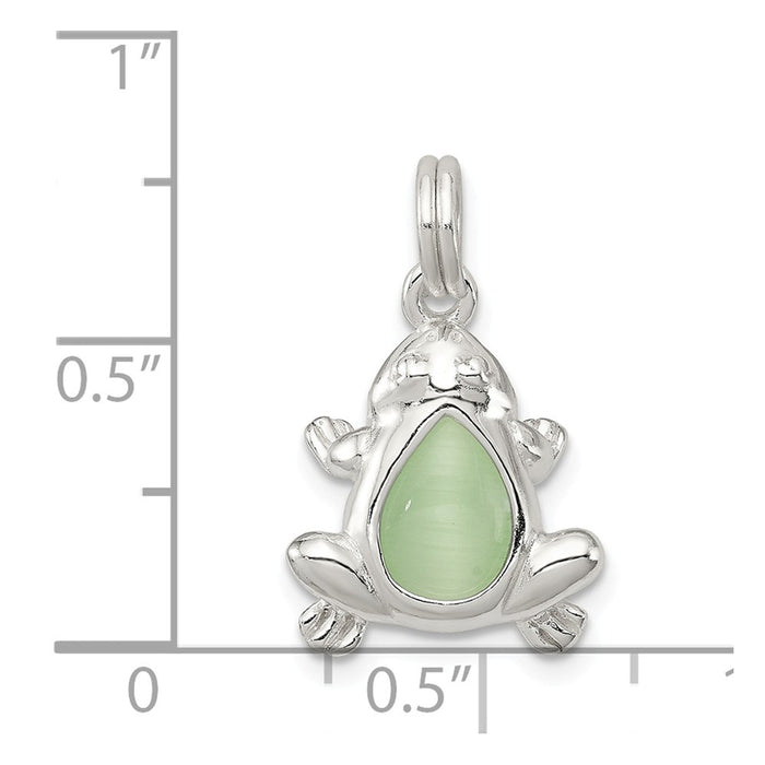 Million Charms 925 Sterling Silver Green Cats Eye Frog Charm