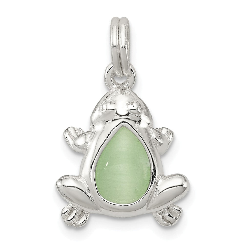Million Charms 925 Sterling Silver Green Cats Eye Frog Charm