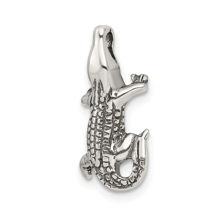 Million Charms 925 Sterling Silver Antiqued Alligator Chain Slide