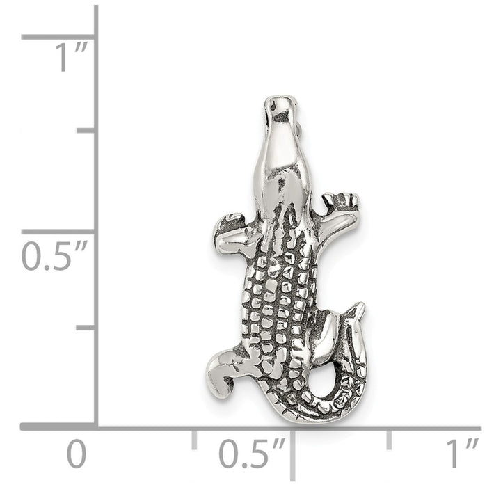 Million Charms 925 Sterling Silver Antiqued Alligator Chain Slide