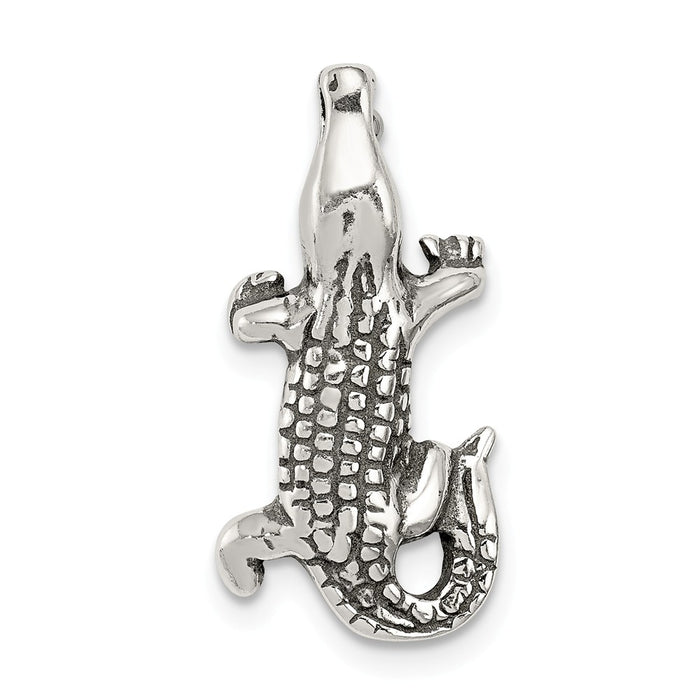 Million Charms 925 Sterling Silver Antiqued Alligator Chain Slide