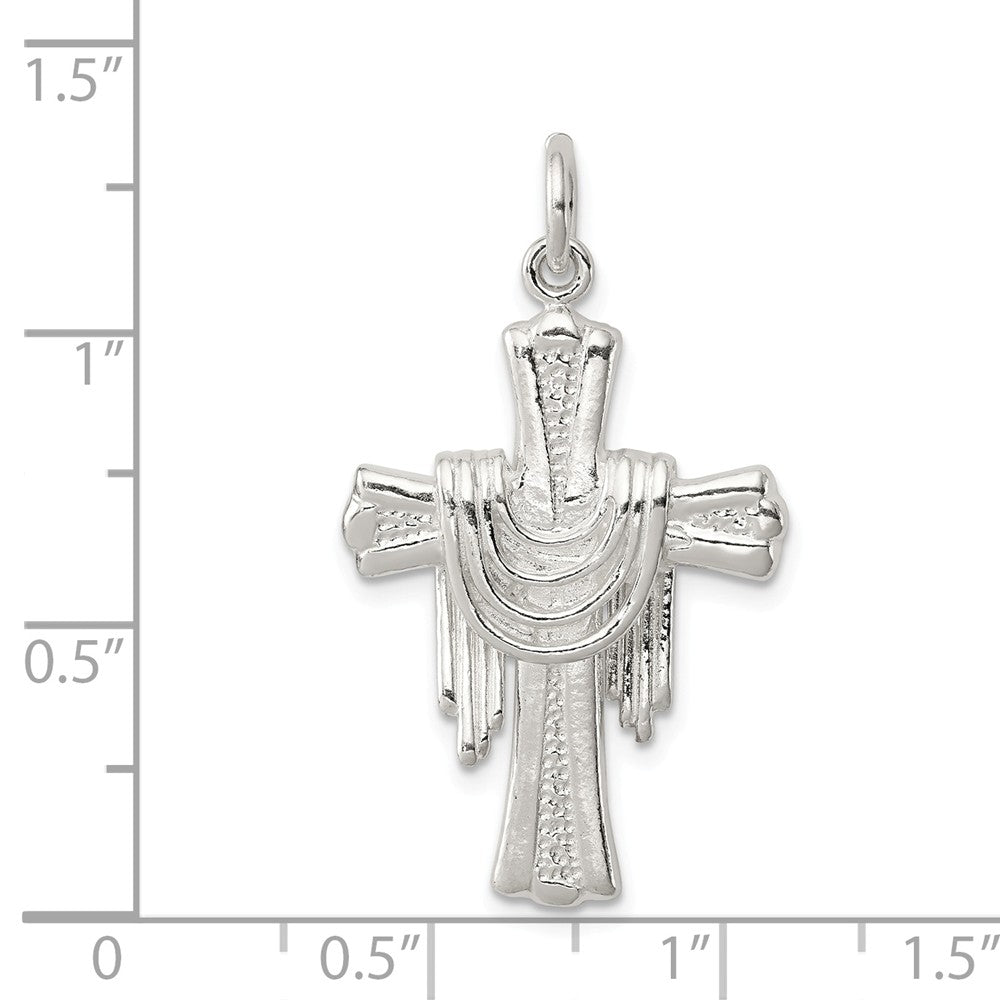 Million Charms 925 Sterling Silver Draped Relgious Cross Charm