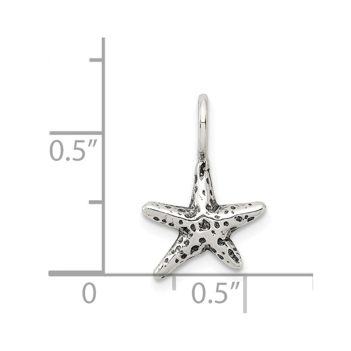Million Charms 925 Sterling Silver Antiqued Nautical Starfish Pendant