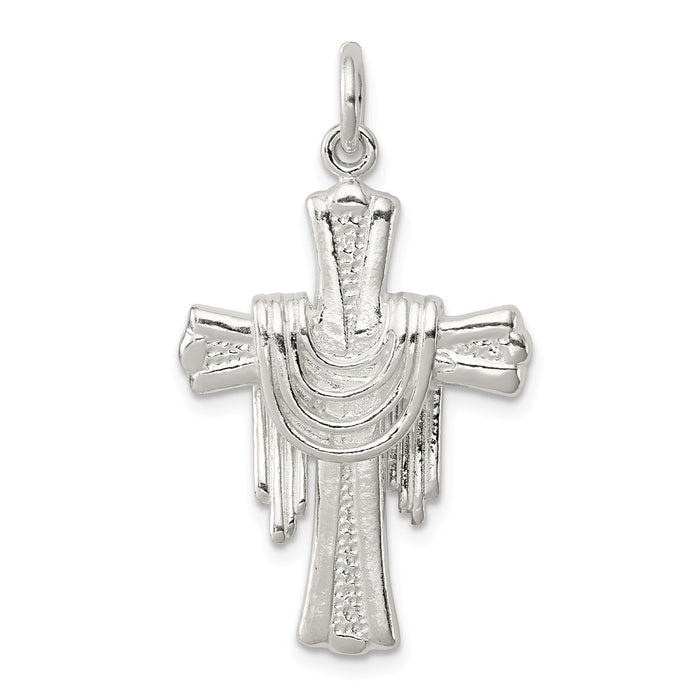 Million Charms 925 Sterling Silver Draped Relgious Cross Charm