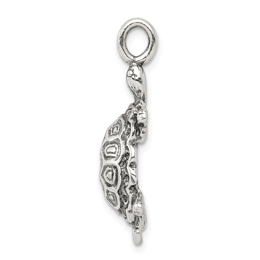 Million Charms 925 Sterling Silver Antiqued Turtle Pendant