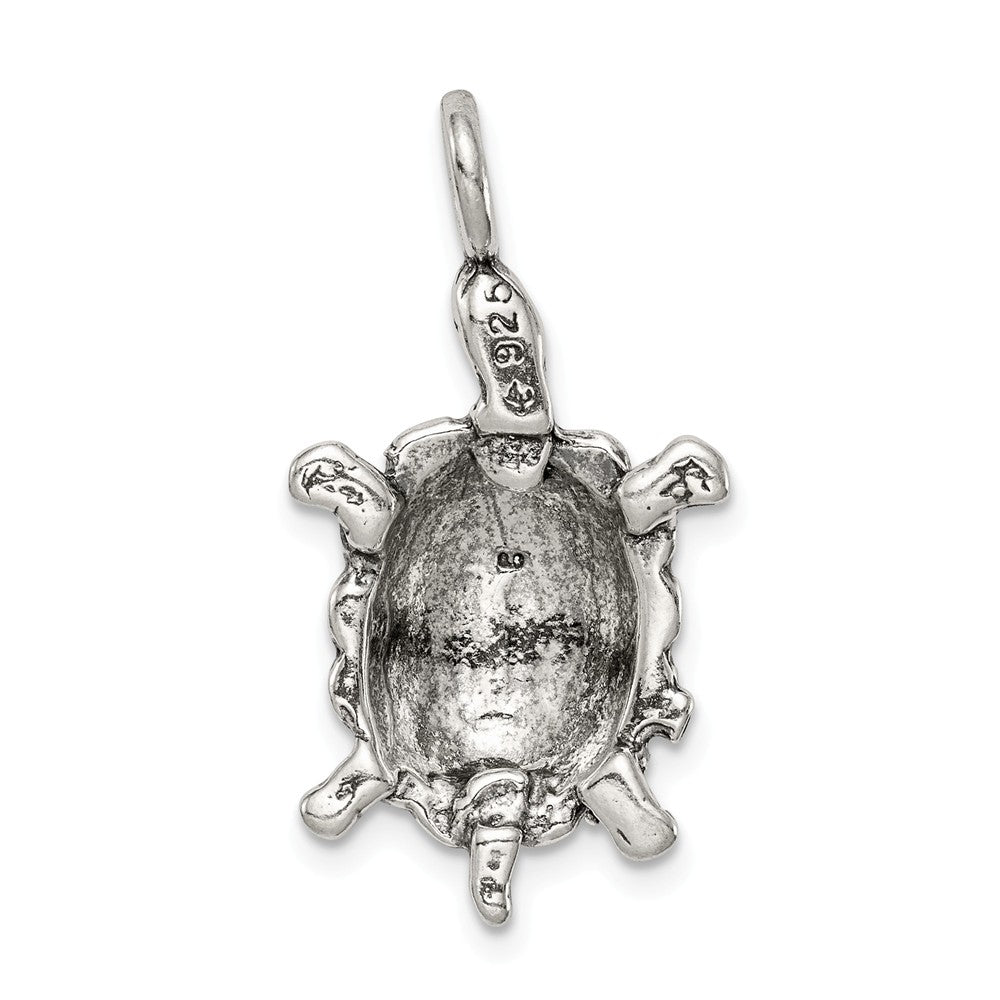 Million Charms 925 Sterling Silver Antiqued Turtle Pendant