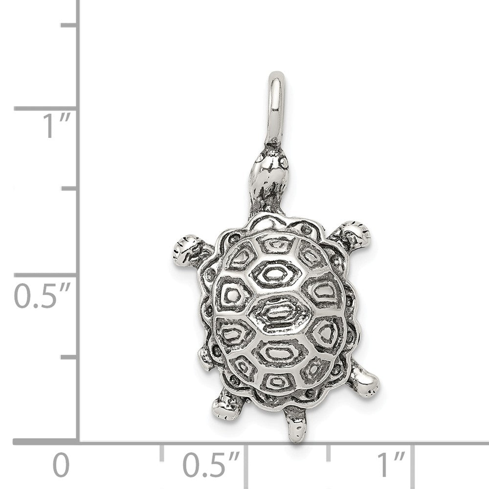 Million Charms 925 Sterling Silver Antiqued Turtle Pendant