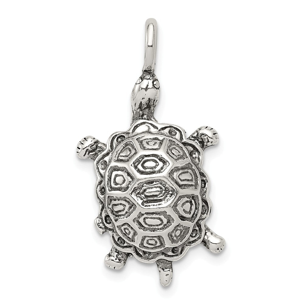 Million Charms 925 Sterling Silver Antiqued Turtle Pendant