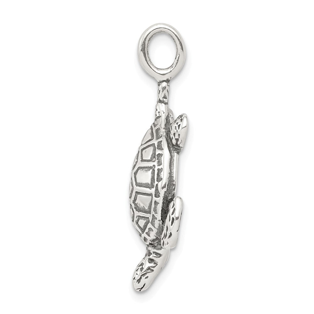 Million Charms 925 Sterling Silver Antiqued Sea Turtle Pendant