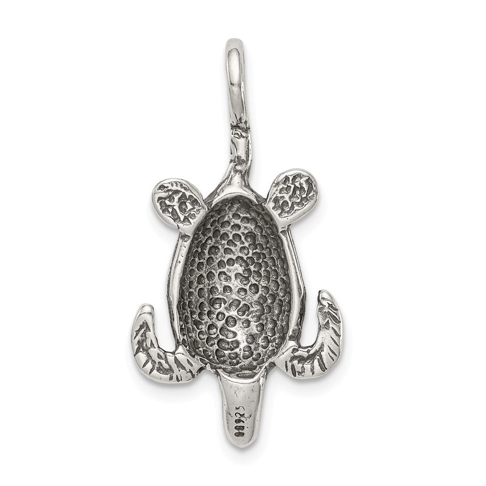 Million Charms 925 Sterling Silver Antiqued Sea Turtle Pendant