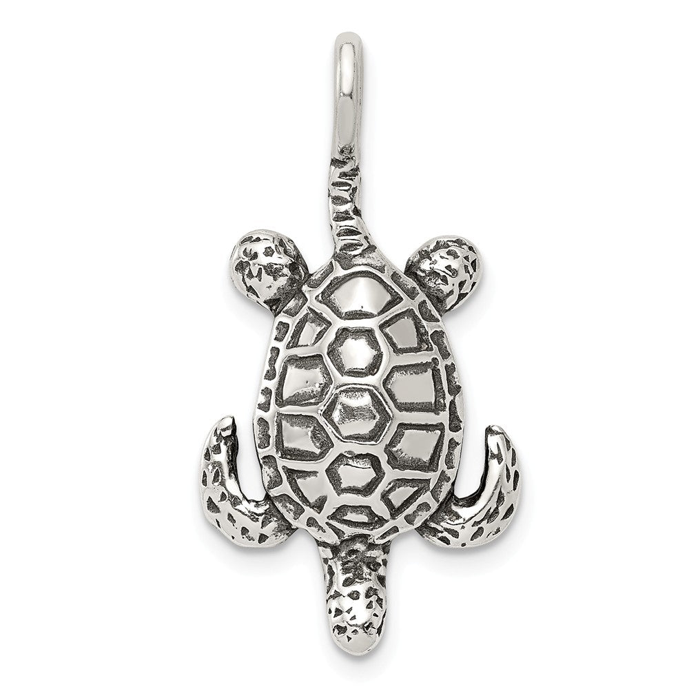 Million Charms 925 Sterling Silver Antiqued Sea Turtle Pendant
