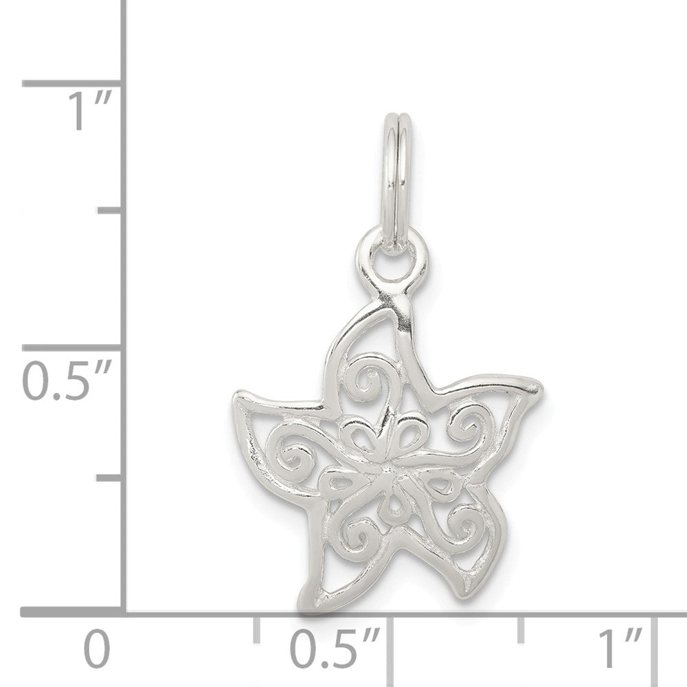 Million Charms 925 Sterling Silver Filigree Nautical Starfish Charm