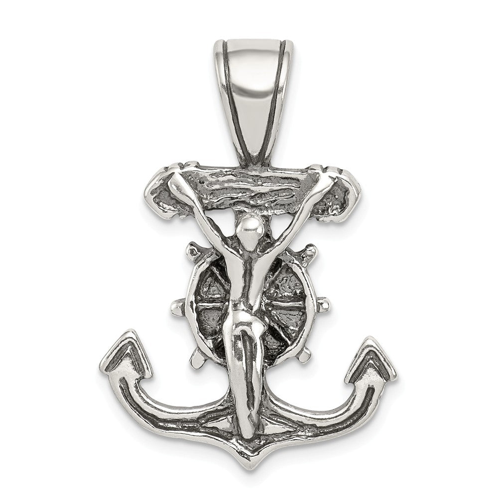 Million Charms 925 Sterling Silver Antiqued Mariner'S Relgious Crucifix Pendant