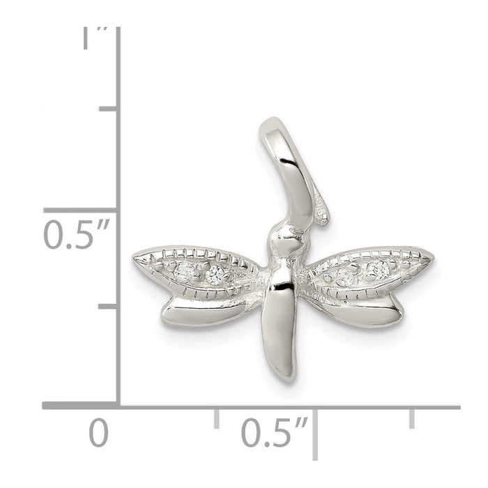 Million Charms 925 Sterling Silver Dragonfly (Cubic Zirconia) CZ Pendant