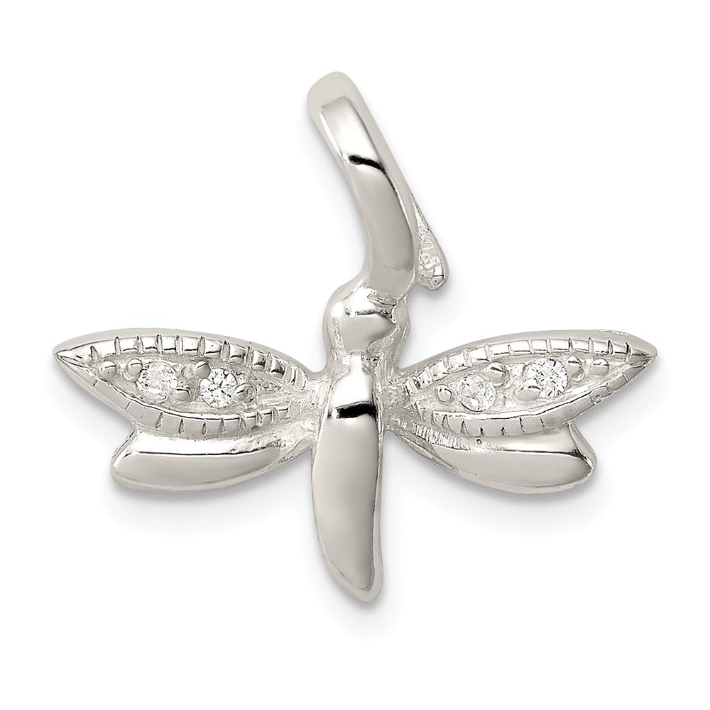 Million Charms 925 Sterling Silver Dragonfly (Cubic Zirconia) CZ Pendant