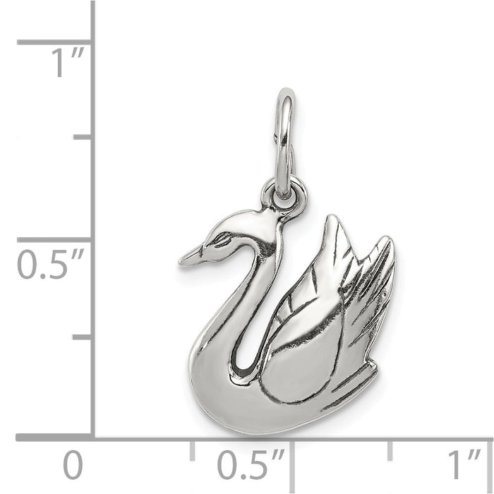 Million Charms 925 Sterling Silver Antiqued Swan Charm