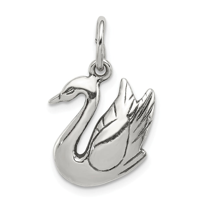 Million Charms 925 Sterling Silver Antiqued Swan Charm