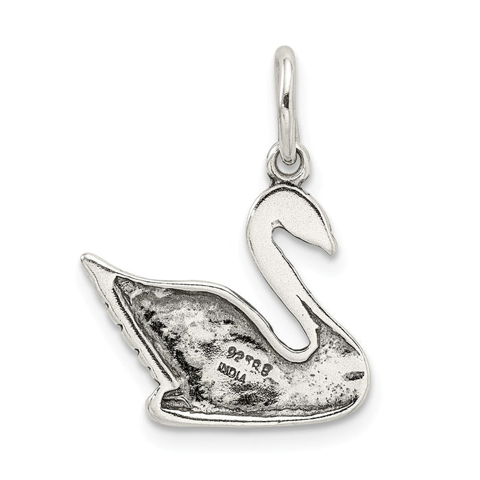 Million Charms 925 Sterling Silver Antiqued Swan Charm