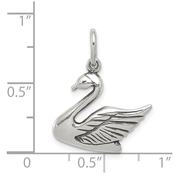 Million Charms 925 Sterling Silver Antiqued Swan Charm