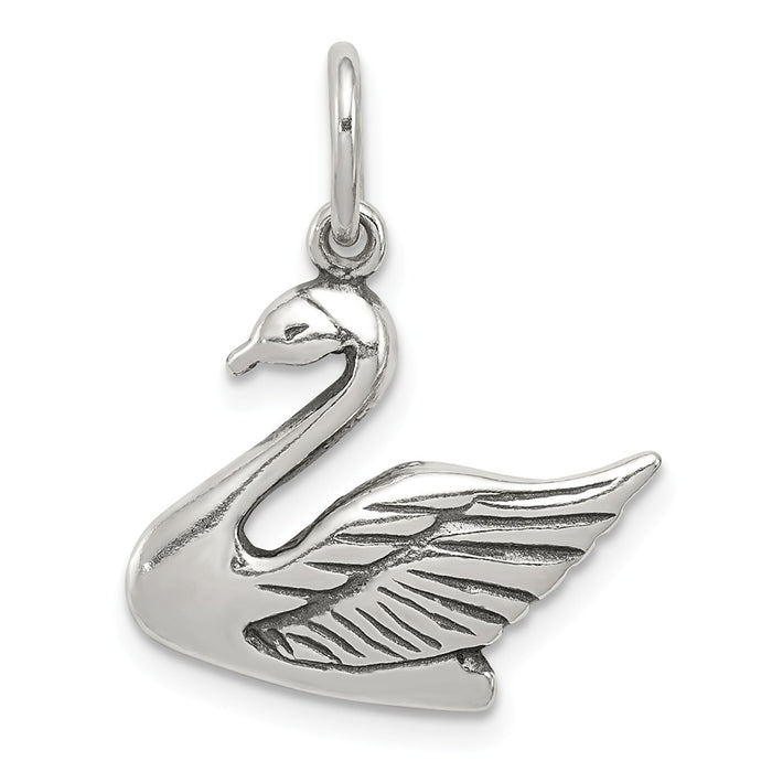 Million Charms 925 Sterling Silver Antiqued Swan Charm