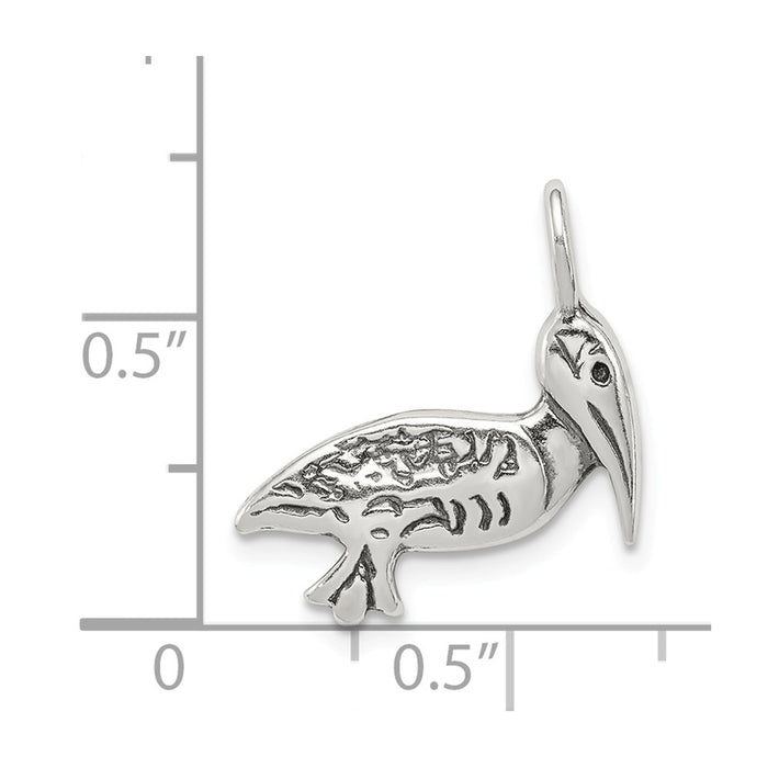 Million Charms 925 Sterling Silver Antiqued Pelican Pendant