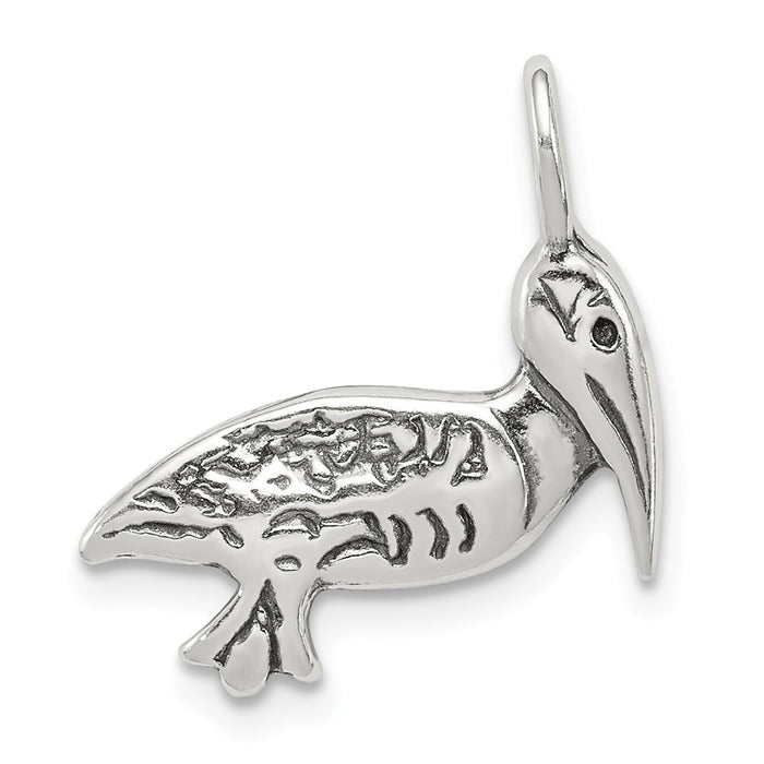 Million Charms 925 Sterling Silver Antiqued Pelican Pendant