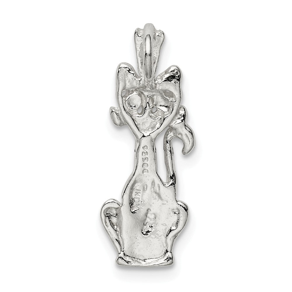 Million Charms 925 Sterling Silver Diamond Cut Cat Pendant