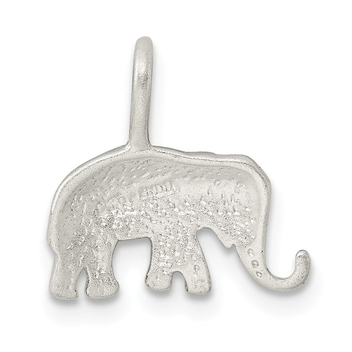 Million Charms 925 Sterling Silver Satin Diamond-Cut Elephant Pendant