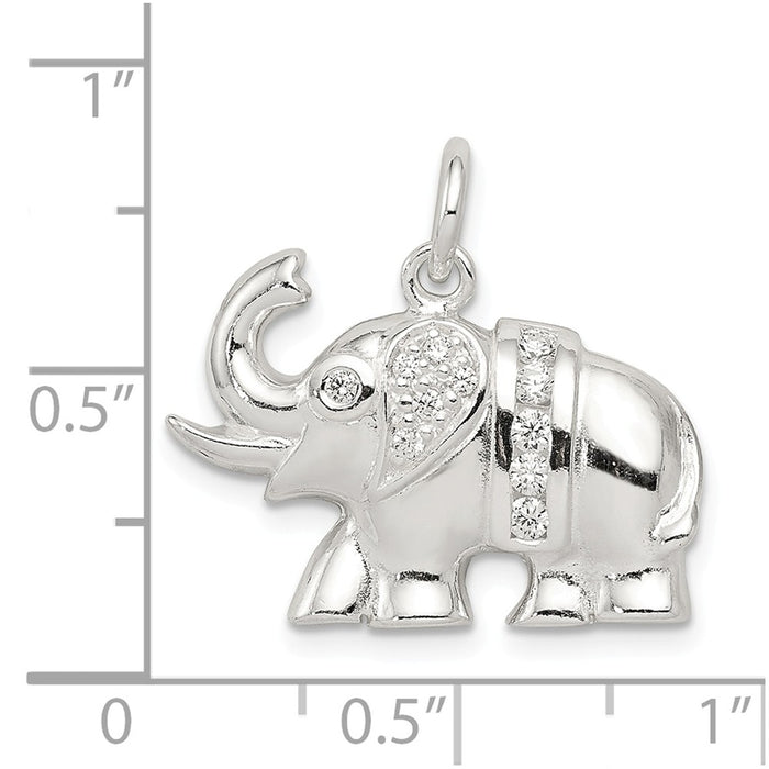 Million Charms 925 Sterling Silver (Cubic Zirconia) CZ Elephant Charm