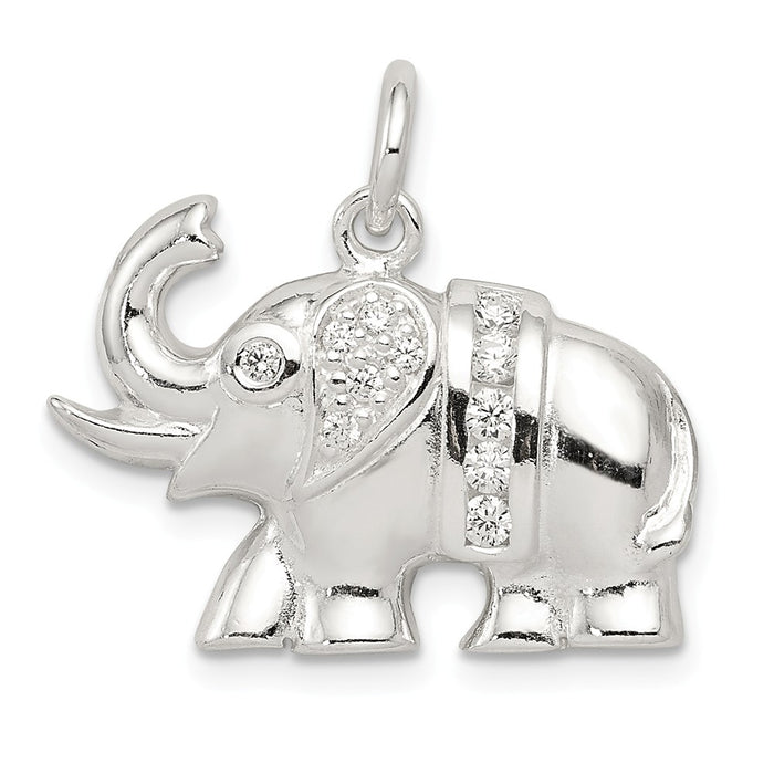 Million Charms 925 Sterling Silver (Cubic Zirconia) CZ Elephant Charm