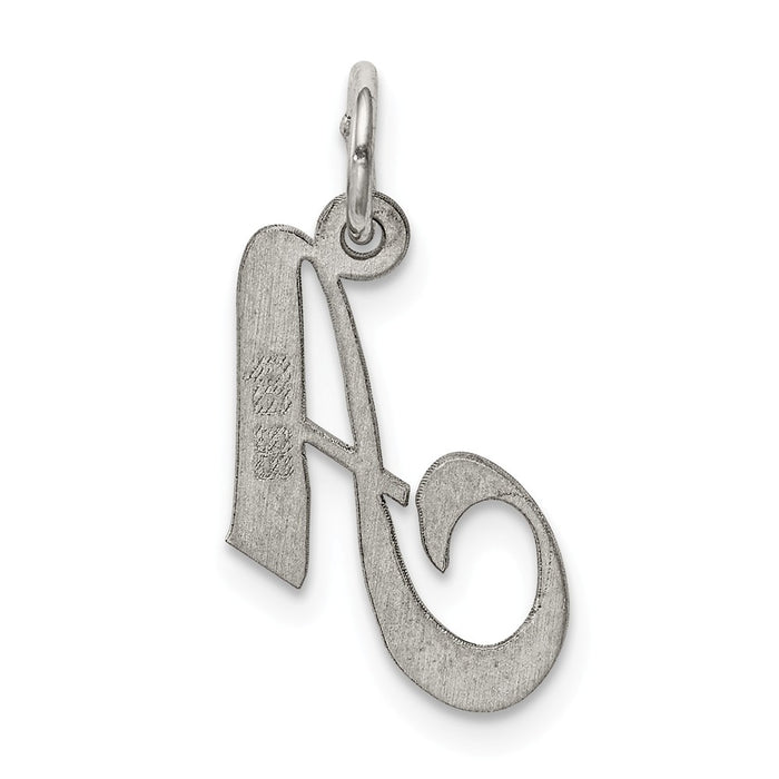 Million Charms 925 Sterling Silver Rhodium-Plated Small Fancy Script Alphabet Letter Initial A Charm