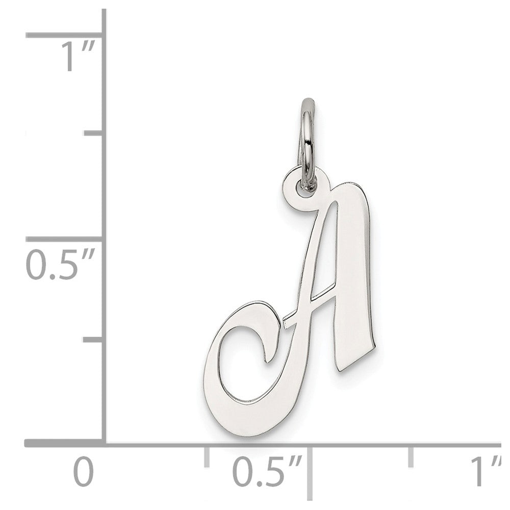 Million Charms 925 Sterling Silver Rhodium-Plated Small Fancy Script Alphabet Letter Initial A Charm