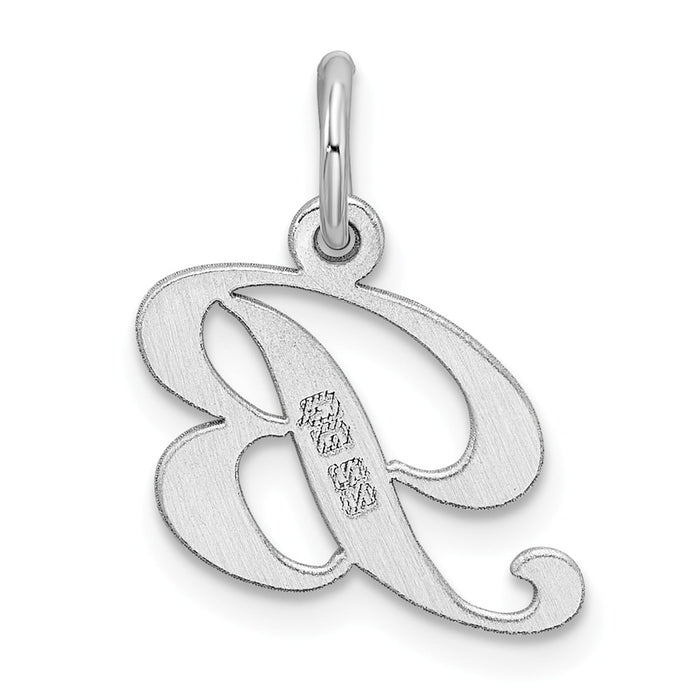 Million Charms 925 Sterling Silver Rhodium-Plated Small Fancy Script Alphabet Letter Initial B Charm